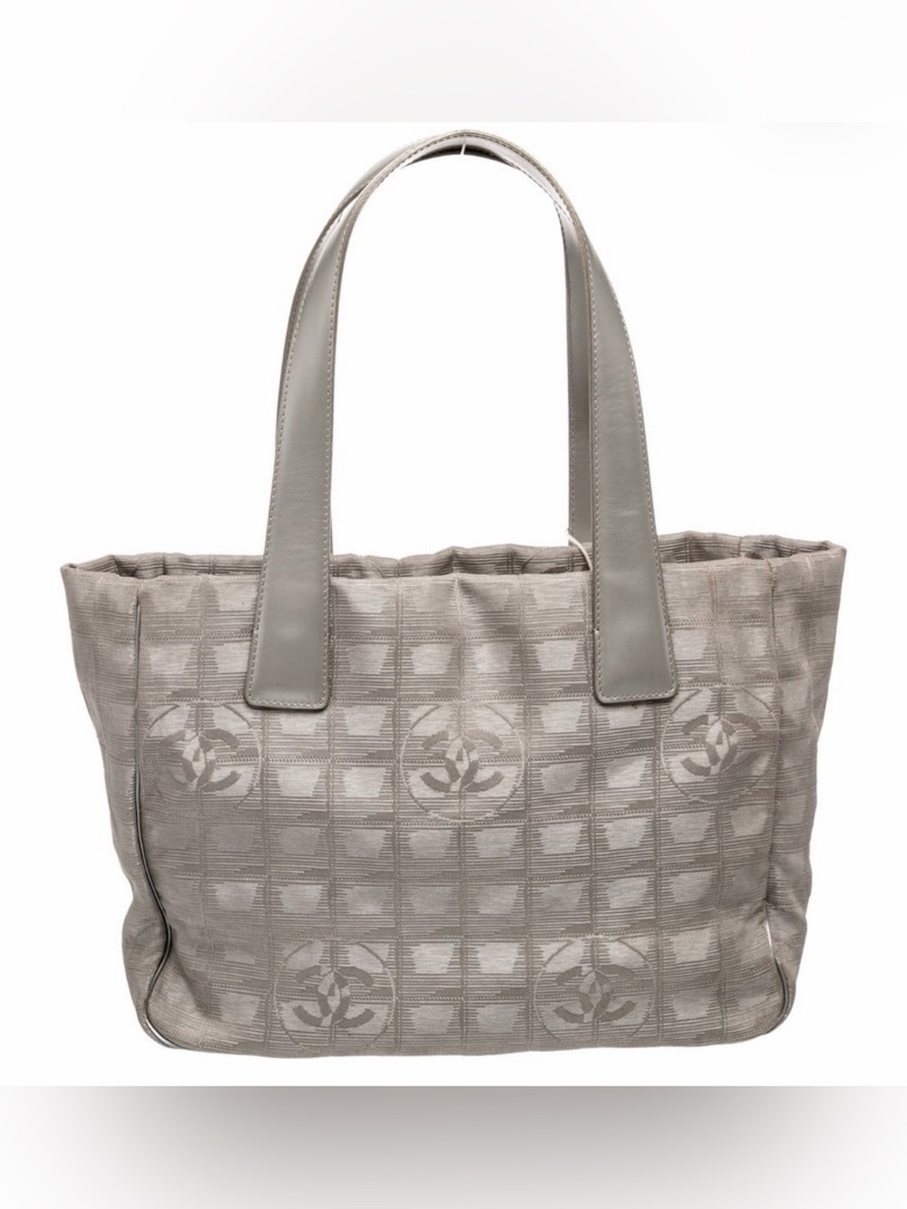 CHANEL Gray Travel Ligne Tote leather straps